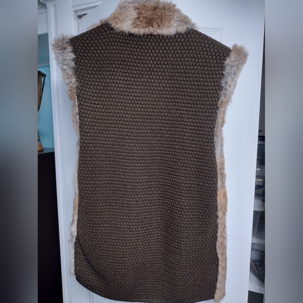 Linda Richards Luxury Reversible Rabbit Fur Silk Vest Jacket Top Medium - Picture 2 of 10